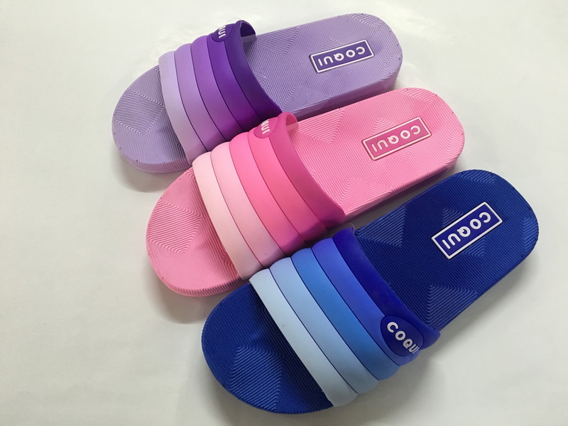 colorful stripes upper fashion new design PCU slippers